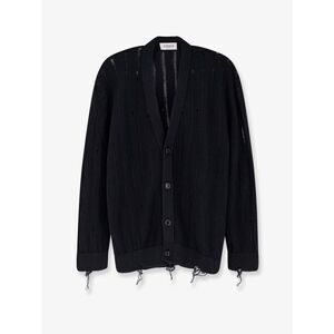 Laneus Men Cotton Cardigan With Destroyed Effect